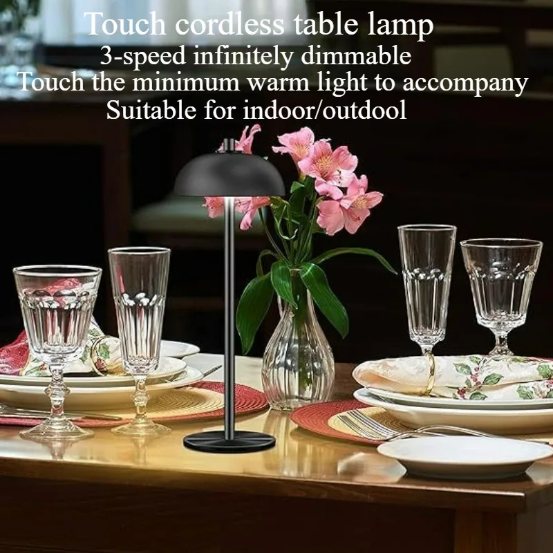 Minimally Designed High Foot Bar Table Lamp with Three Color Dimming USB Charging, Dining Room Bedroom Atmosphere Night Light