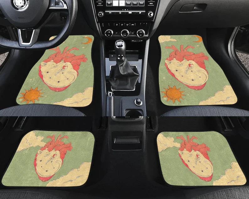 

Moon Sun Heart Cat Car Mat, Celestial Floor Car Mat, Car Mat For Women, Car Mat Cute, Car Accessories, Car Lover, Tarot Car Mat