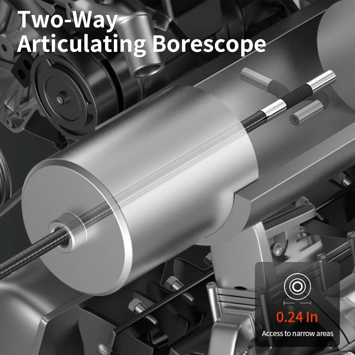 Endoscópio industrial com câmera de inspeção de cobra articulada de 0,24 polegadas, câmera de escopo de fibra óptica flexível para mecânica de aeronaves