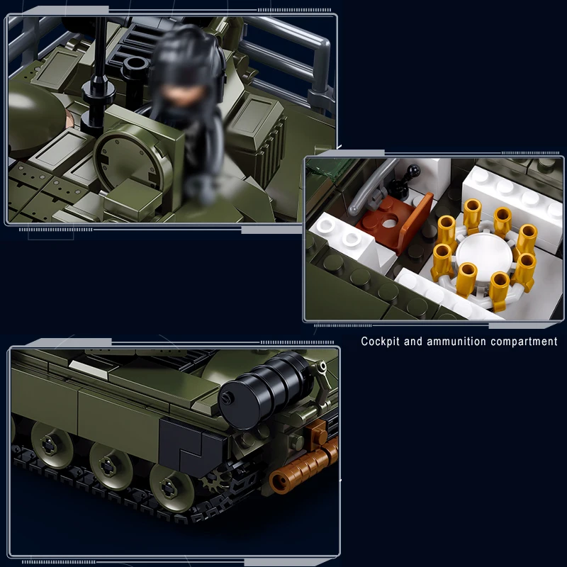 2023 New Soviet Army Flying Tank T-80 Building Blocks Russia Soldiers Armored Vehicle Bricks Kids Military Weapon Toys Set