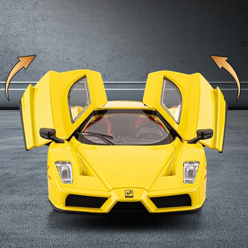 1:32 enzo simulação modelo de carro de brinquedo veículos fundidos carros de metal decoração puxar para trás som e luz menino educação presente