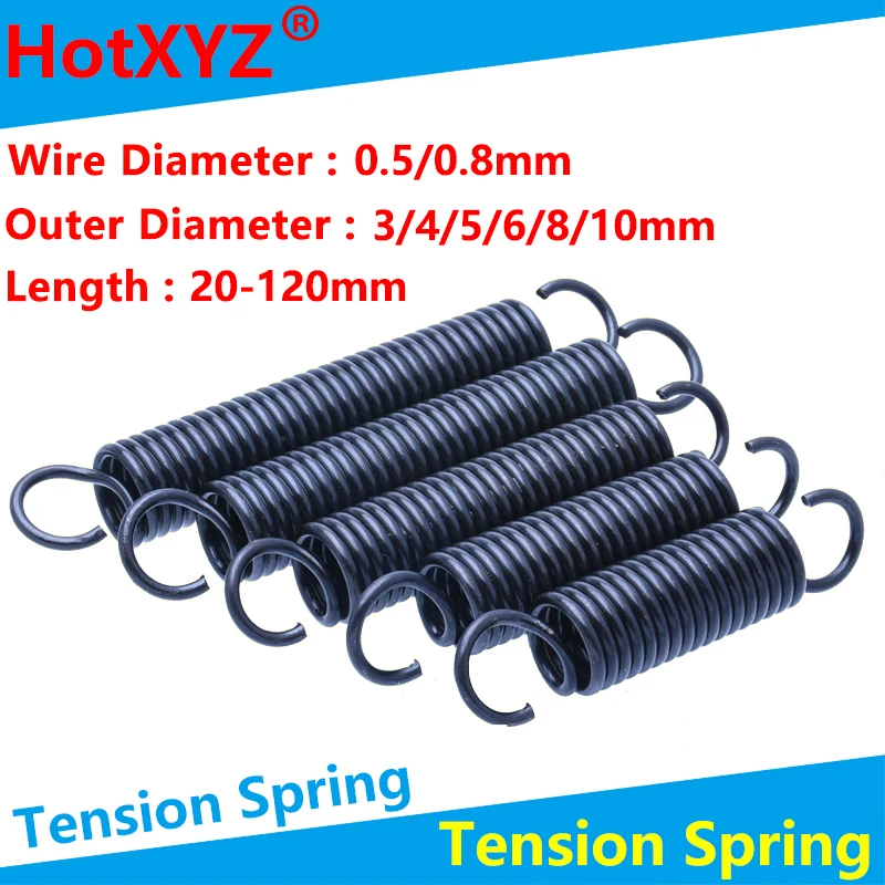 Open Hook Tension Spring Pullback Spring Coil Extension Spring Draught Spring Wire Diameter 0.5mm,0.8mm Outer Diameter 3-10mm