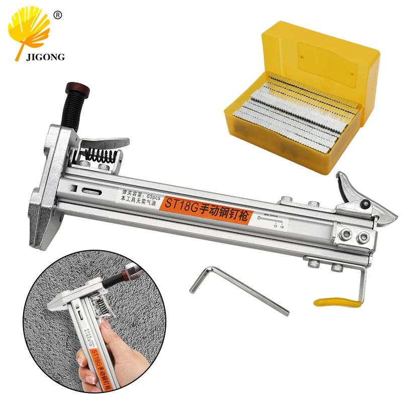 Manual de Aço Nail Gun Semi Automática Cimento Nail Gun Slot de Fio Nailing Dispositivo Pregando Máquina Carpintaria Gun Tacker St18
