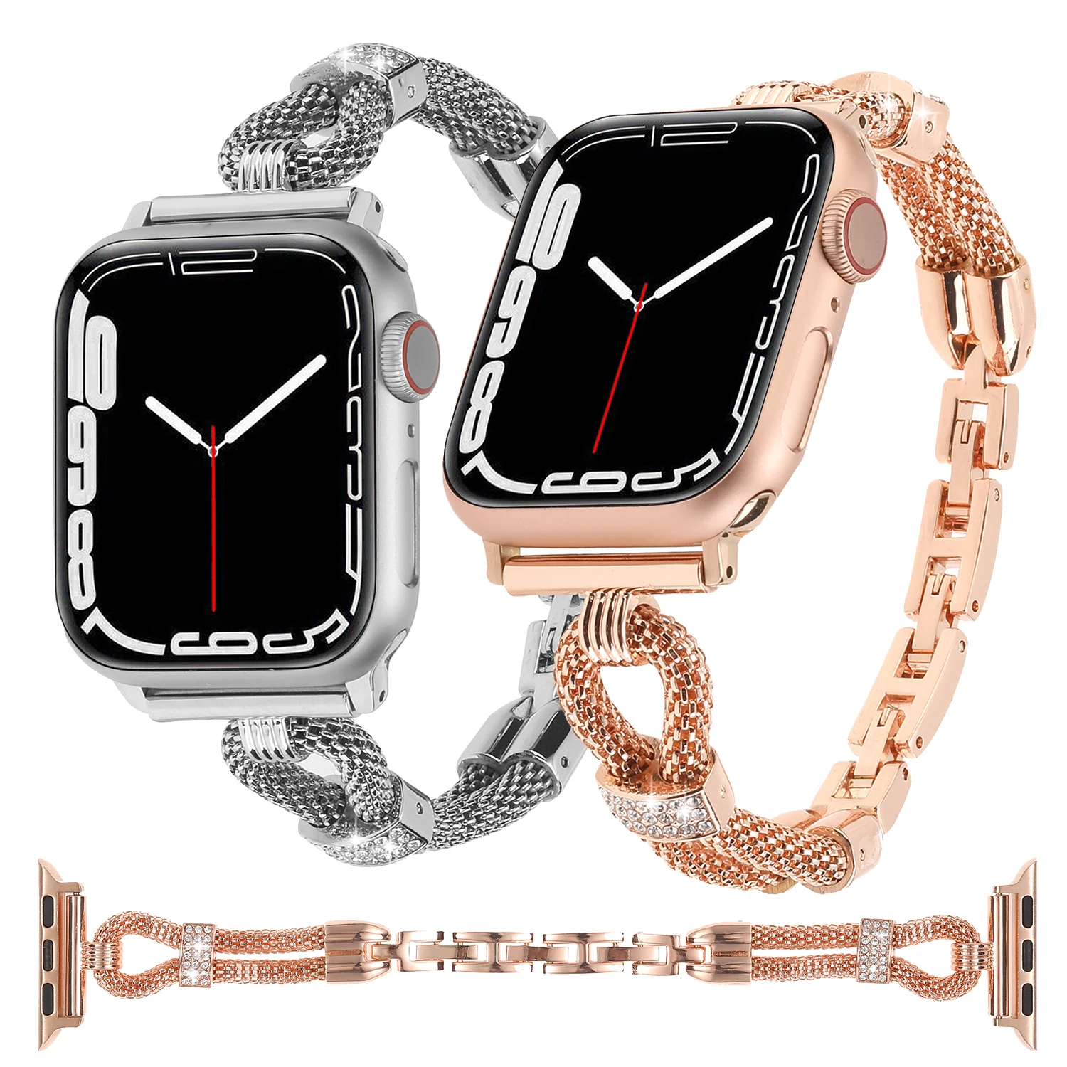 

Новый медный ремешок-цепочка с бриллиантами для Apple Watch Ultra 46/45/44/42/41/40/38, сменный ремешок для браслета iwatch 10 9 8 7