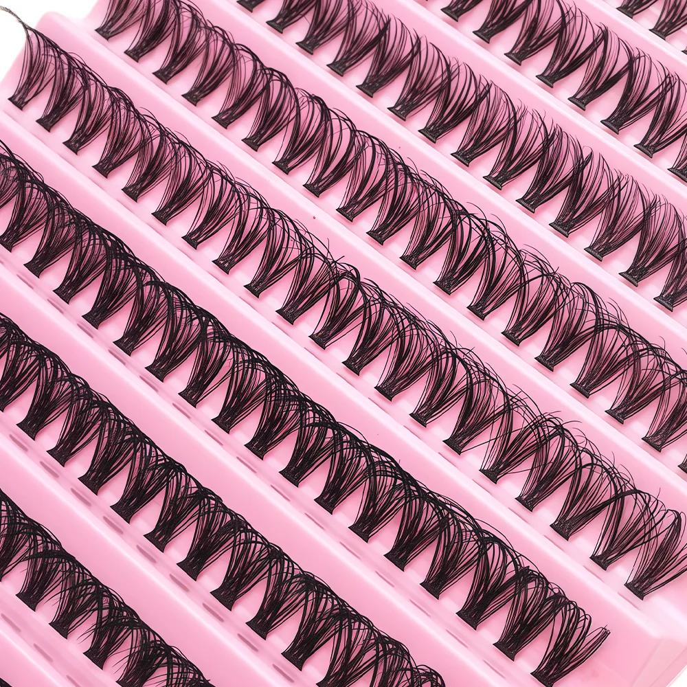Ciglia a grappolo da 200 pezzi - 10 file di grappole per ciglia voluminose per occhi drammatici, versione adatta ai principianti