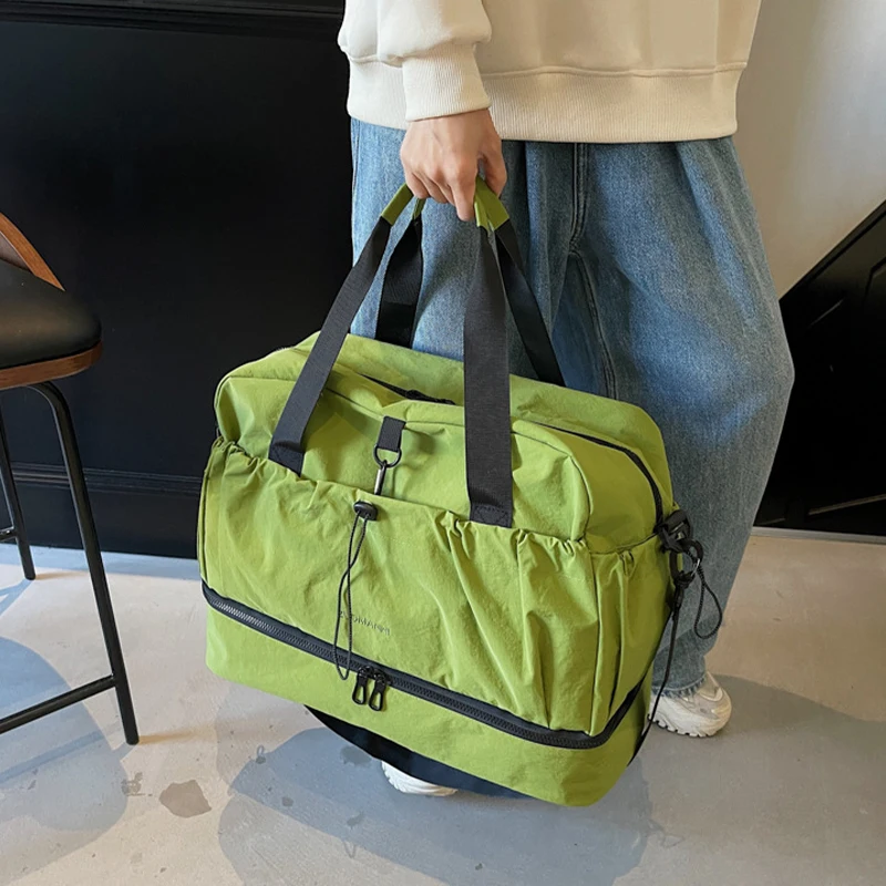 Lightweight Handheld Luggage Bag for Women Travel Essential Airline Check-In Bag Canvas Shoulder Strap Casual Pure Color