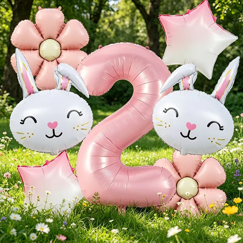Folienballon-Set in Hasenform, perfekt für Tierpartys, Geburtstage, Feste und zur Dekoration von Wohnräumen. – Detail 1
