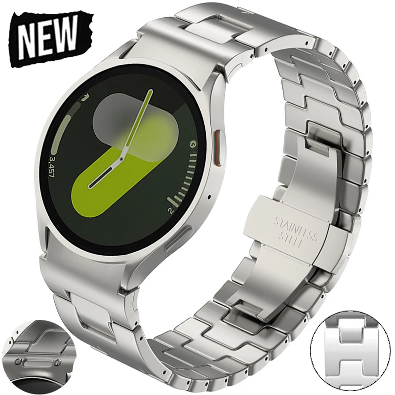 No Gaps Link Bracelet for Samsung Galaxy Watch 7 6 5 Pro 4 Fe Band 40mm 44mm Classic 47mm 43 46mm Stainless Steel H Shape Strap