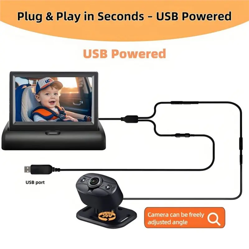 

For Back Seat Rear Facing View 4.3 Inch Car Baby Display Screen With Night Vision Camera Baby Car Camera For Infants Kids