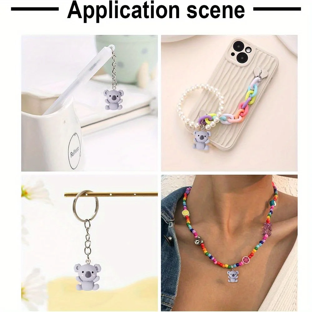3/10/20pcs Resin Koala Shaped Pendant,DIY Jewelry Decoration Accessories,Christmas,Halloween,Valentine's Day,Thanksgiving Gifts view 6
