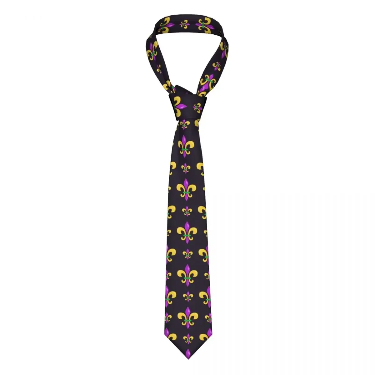 Casual Arrowhead Skinny Fleur De Lis Mardi Gras Background Necktie Slim Tie For Party Formal