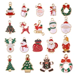 20/30/50/80pcs Cute Christmas Charm Santa Hat Snowflake Pendant for Necklace Bracelet Earrings Jewelry Making Holiday Decoration