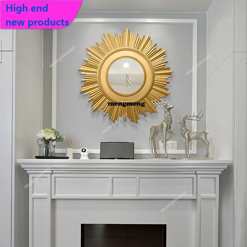 A68Entrance decorative mirror Modern champagne neoclassical mirror Restaurant wall mirror