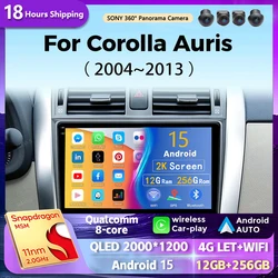 android 15 Multimedia Player For Toyota Corolla E140 E150 Auris 2004-2013 Carplay Android Auto Radio Car Radio 4G Wifi GPS DSP