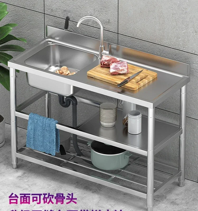 

Kitchen stainless steel with bracket single vegetable basin household largebasin seamless countertop dishwasherйка для кухн 싱크