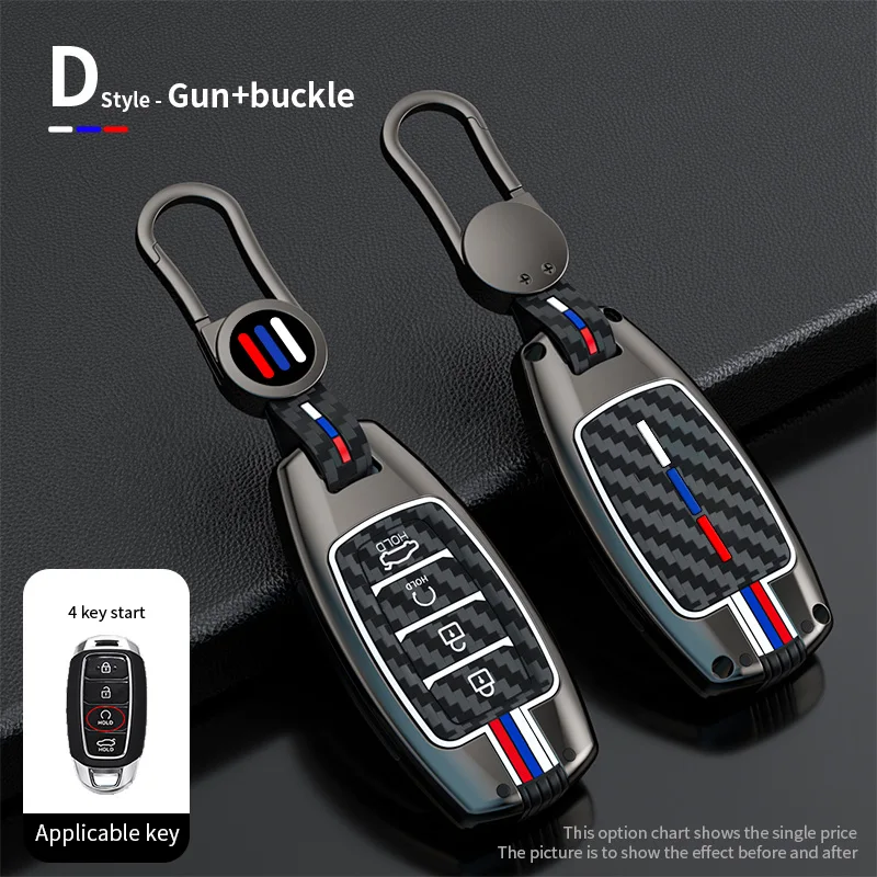 Car Key Case Cover Holder For Hyundai KONA KAUAI Solaris Azera Elantra Grandeur IG Accent Santa Fe 5/4/3 Buttons Accessories