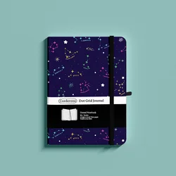 Zodiac Bullet Dotted Journal B6 Hard Cover Leatherette 160gsm Elastic Band Back Pocket Notebook