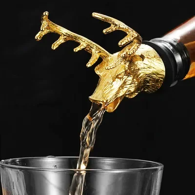 

Hot Selling 4 Colors Golden Deer Head Wine Mouth Elk Decanter Zinc Alloy Wine Set Rose Gold Bar Family Wine Tools Accessories