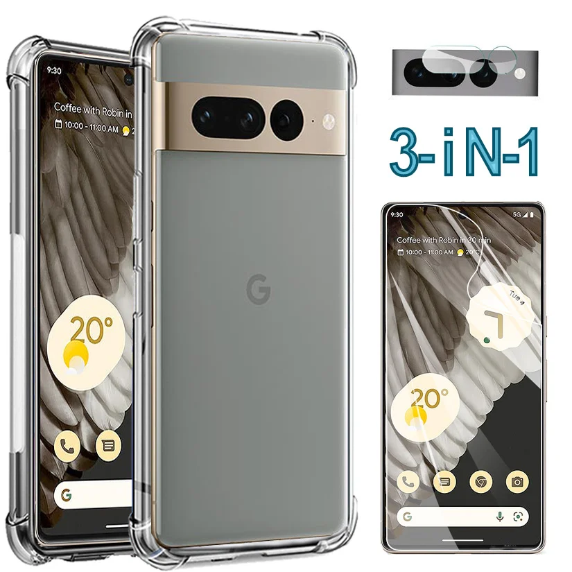 

Silicone Cases For Pixel 7 Pro Case+Soft Hydrogel Film,For Google Pixel 7Pro Capa Pixel 6A Pixel7Pro Smartphone Shockproof Transparent Back Cover Pixel 6 Pixel7 Pro Phone Case