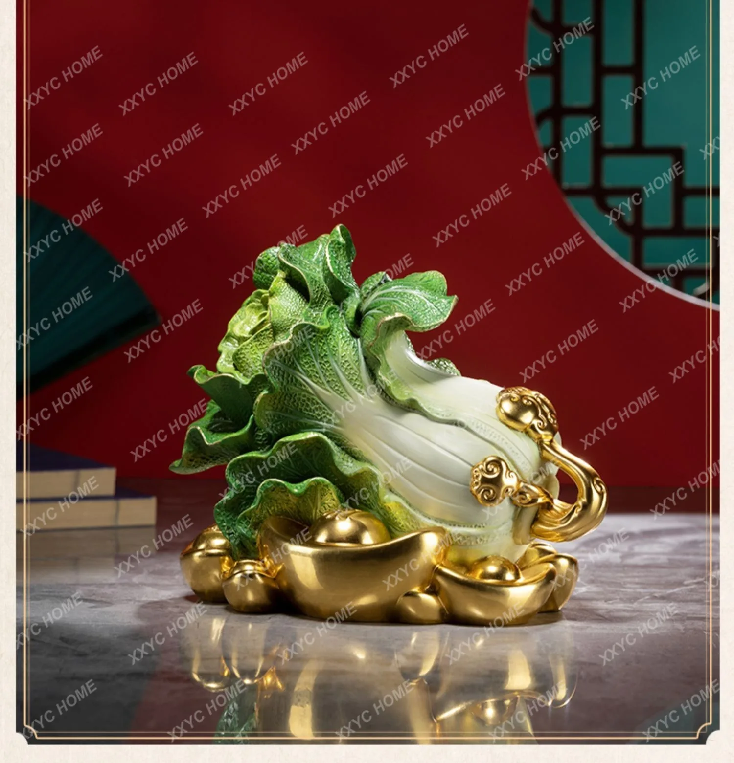

Ruyi Baicai, all-copper ornaments attract wealth and treasure, living room desktop entrance opening decoration