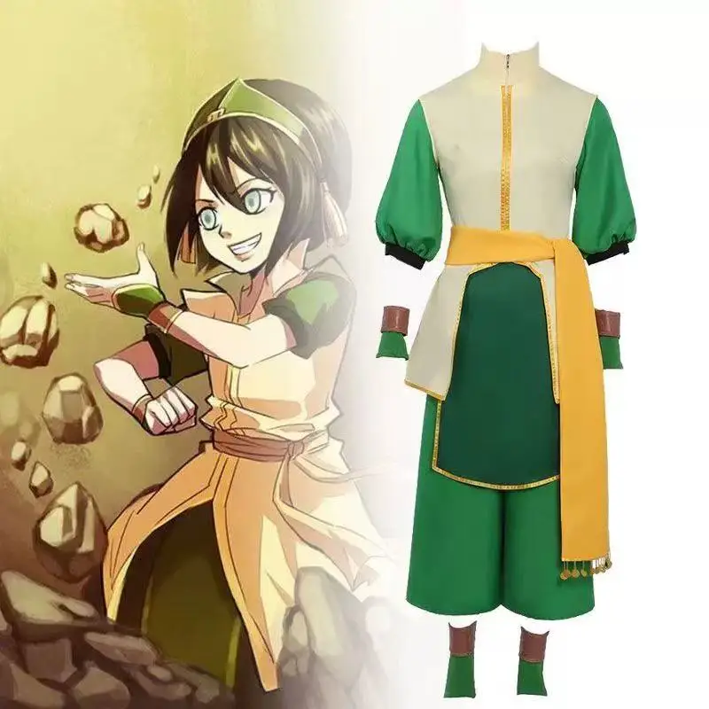 

Anime Avatar The Last Airbender Toph Beifong Cosplay Costume Vest Pants Suit Outfit Halloween Carnival Roleplay Clothe Uniform