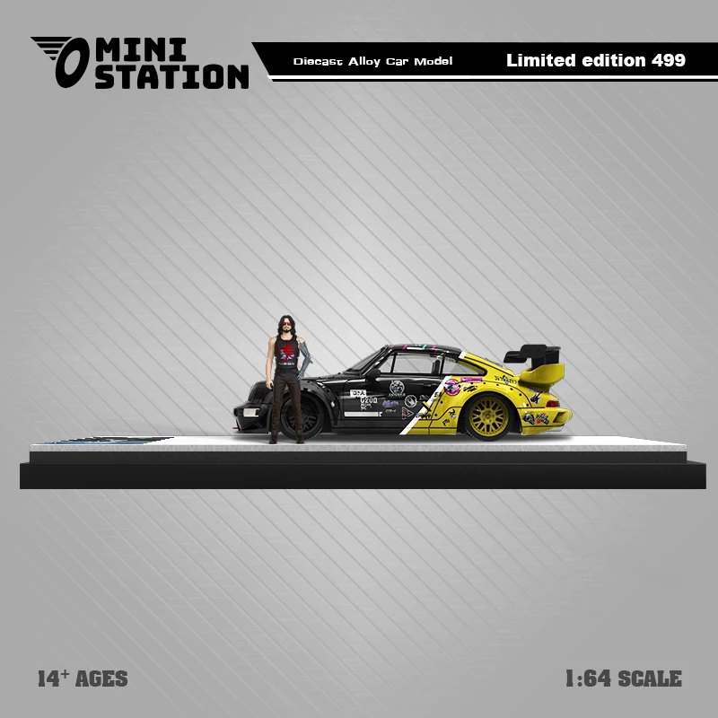 MiniStation 1:64 RWB 964 SAMURAI Modello in lega di action figure argento verde/nero giallo