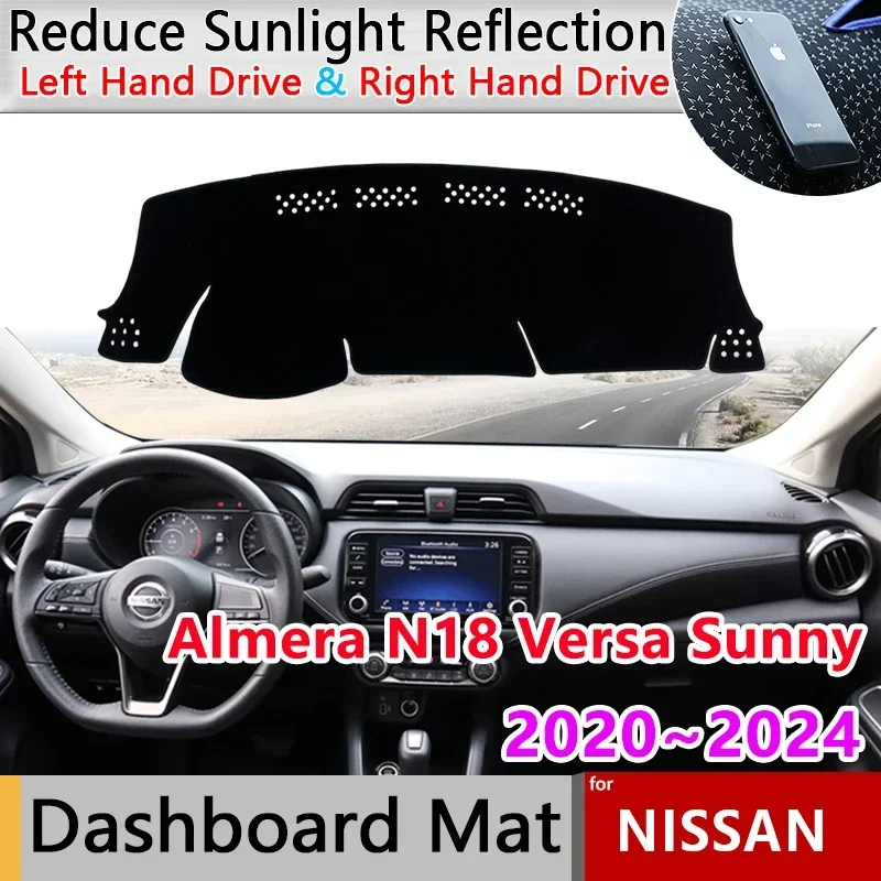 Dashboard Cover Pad for Nissan Almera N18 Versa Sunny 2020~2024 Car Liner Anti-Slip Mat Sunshade Dashmat Carpet Pad Accessories