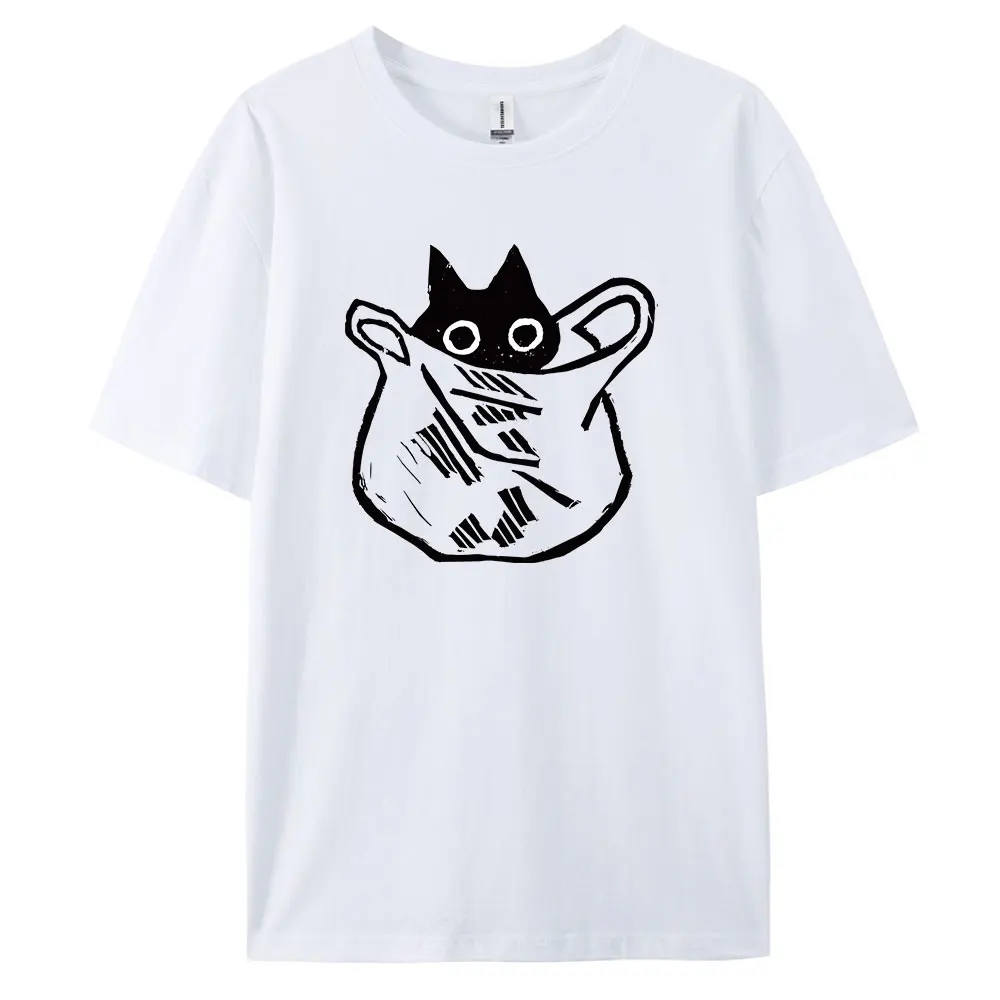 

Cat Casual Men's Cotton T-Shirt with Cartoon Prints, Short Sleeve TeeZQ