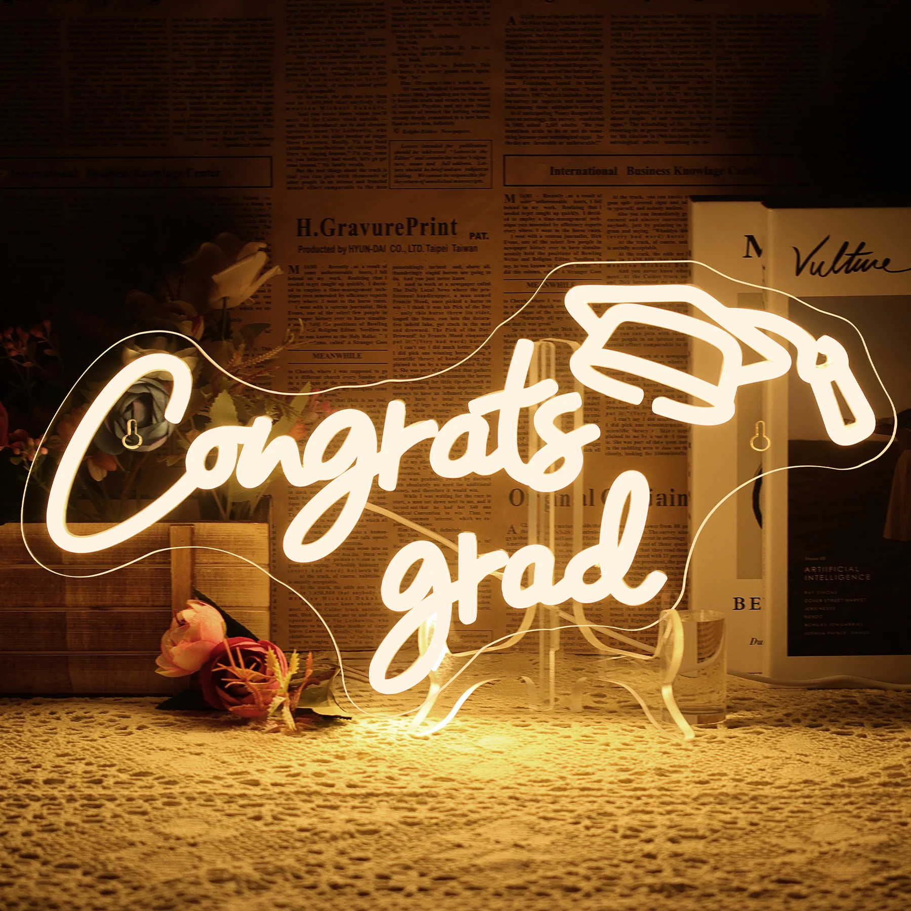 

Congrats Grad Neon Sign Custom Adjustable USB Powered Neon Light For Prom Party Class Room Dorm Photos Background Wall Art Decor