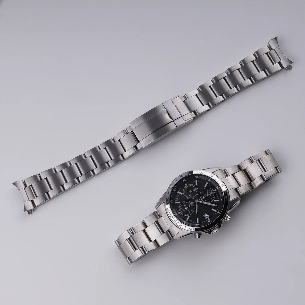 

Rolamy 20mm WatchBand Strap OysterStyle 316L Stainless Steel Deployment Clasp Silver Bracelet For Seiko SND367 SND363 SND365