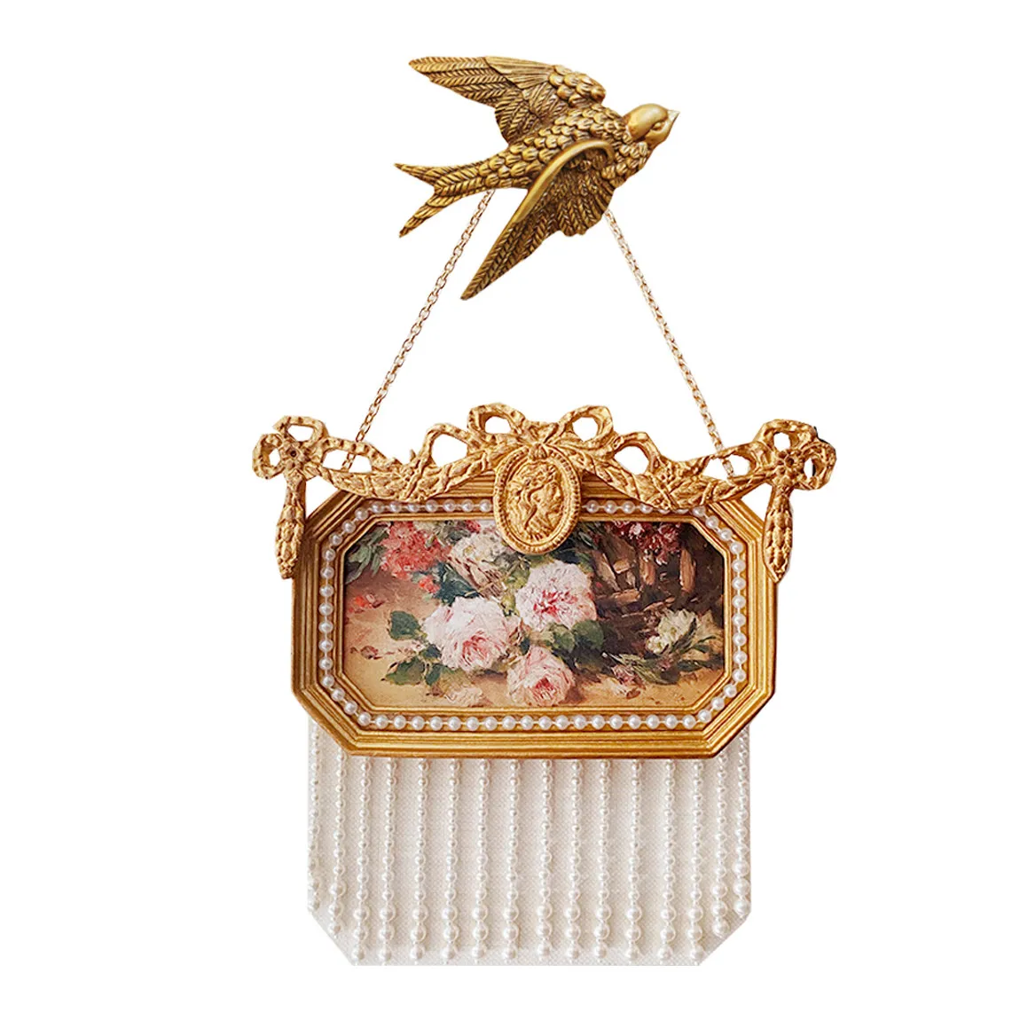 

Original vintage European niche retro living room three-dimensional gilt tassel decorative painting sofa hanging painting wall p