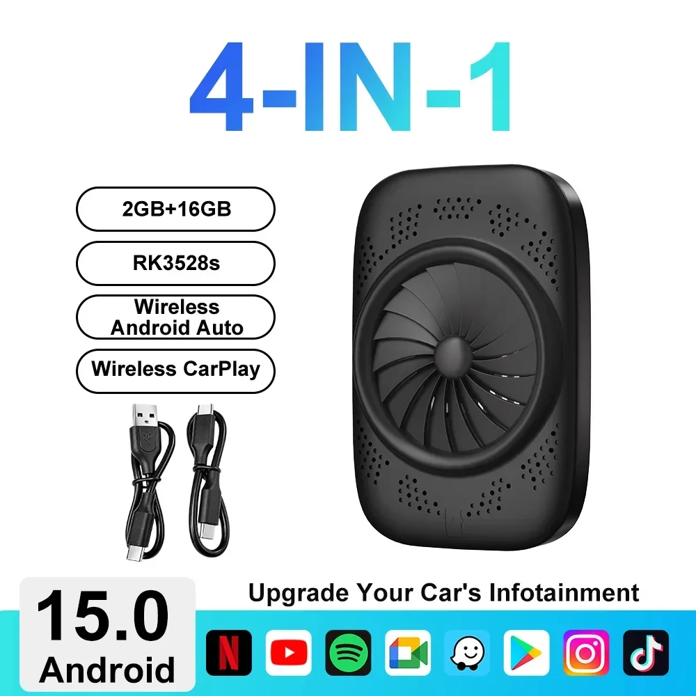 Vcarlimkplay Carplay AI Box Kabelloses Android Auto Android 15 Carplay-Adapter für Netflix YouTube Auto-Intelligenzsysteme Geschenke – Detail 1