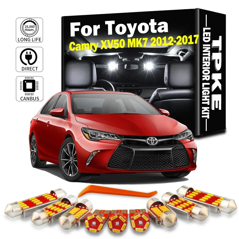 

TPKE 14 шт. комплект светодиодных ламп внутреннего освещения для Toyota Camry XV50 MK7 2012 2013 2014 2015 2016 2017 лампа для косметического зеркала для чтения