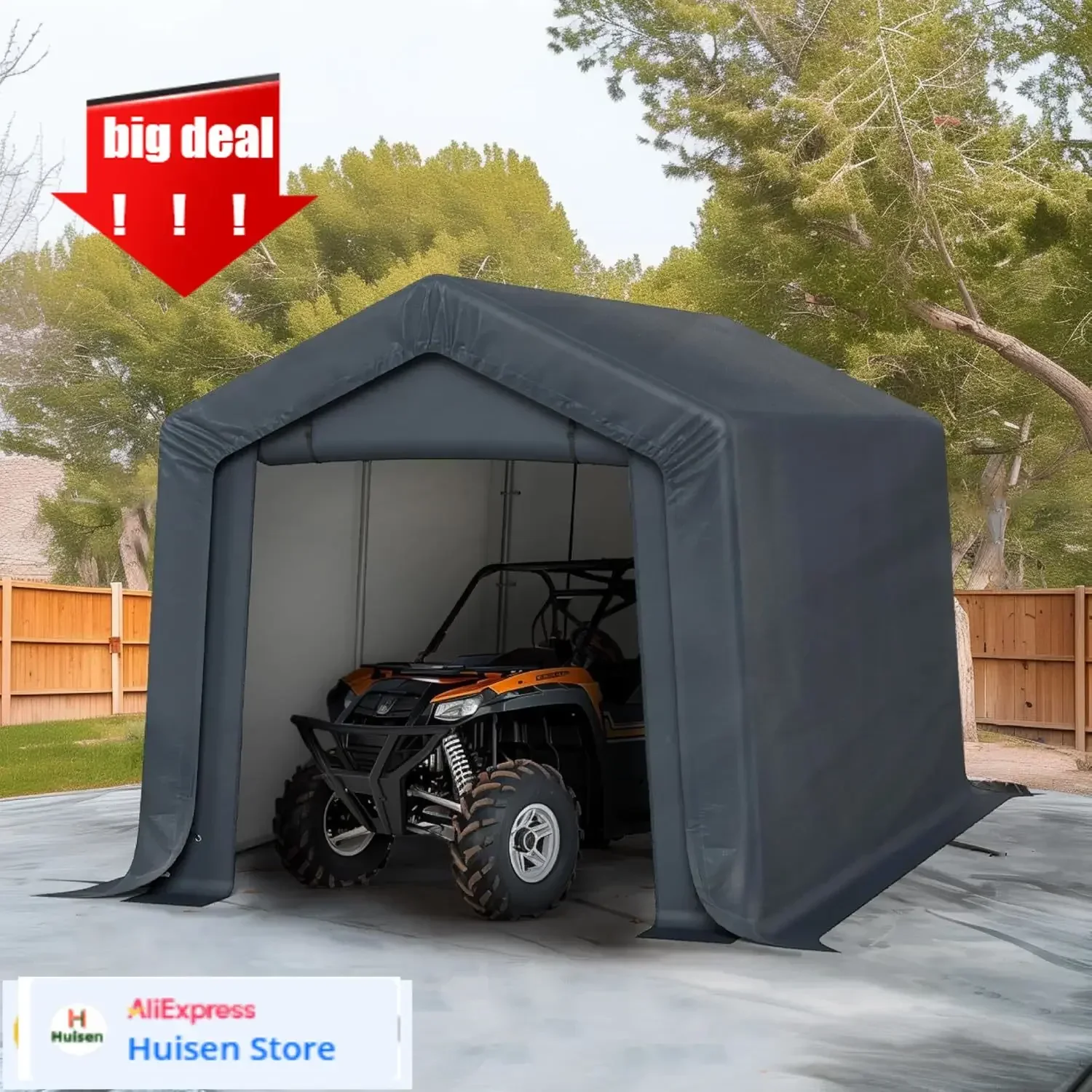 

Durable 8x12ft Heavy Duty Carport Outdoor Patio Anti-Snow Portable Canopy Storage Shelter Shed With 2 Doors Garage Kit Tent For