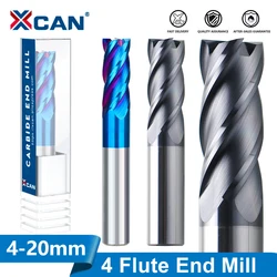 XCAN 밀링 커터 CNC 기계 밀링 공구 엔드 밀, 4 플루트 라우터 비트, 추가 길이 75mm, 100mm, 150mm, 4-20mm