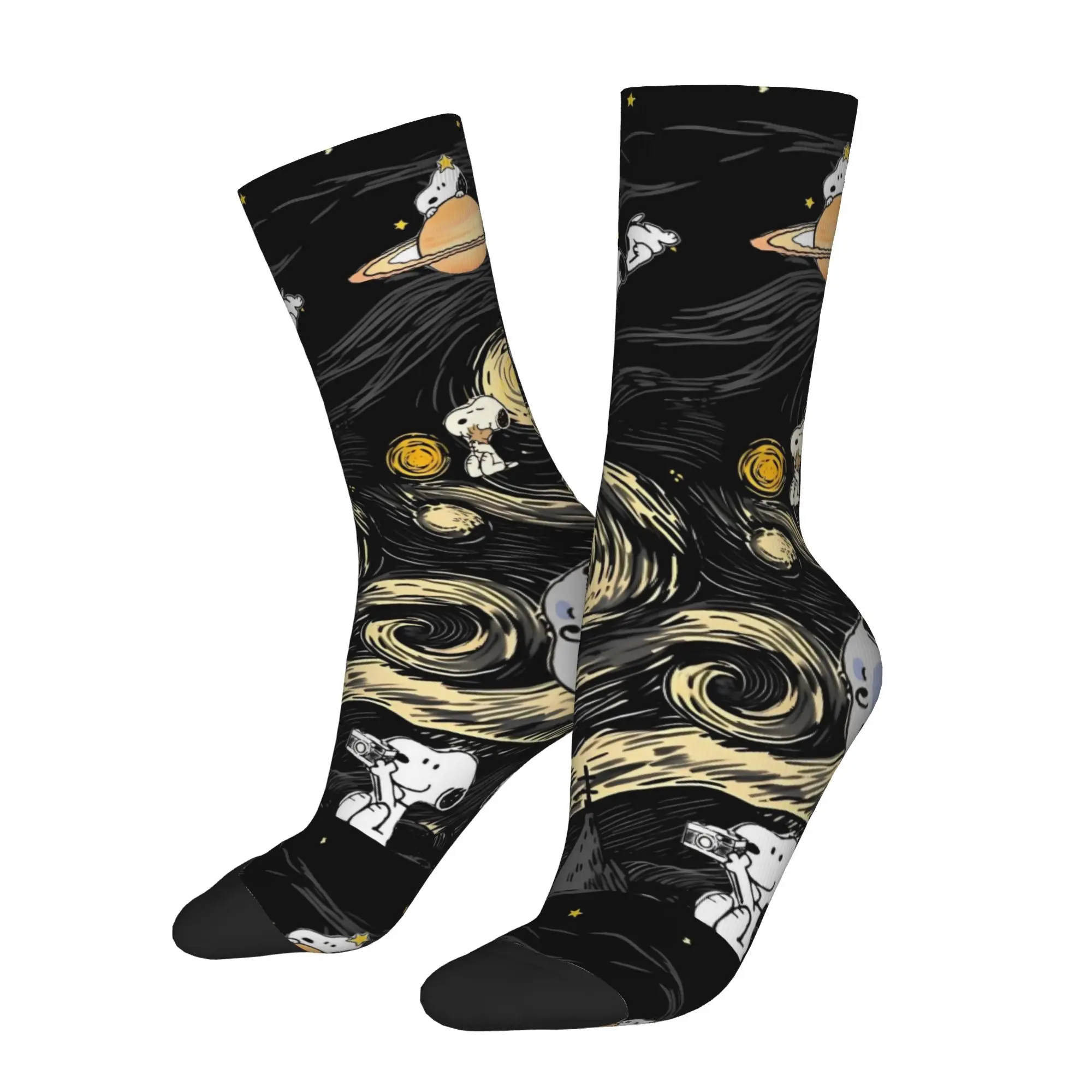 New Men's Socks Novelty S-Snoopys Starry Sky Sock Polyester Cartoon Skateboard Women's Stockings Spring Summer Autumn Winter