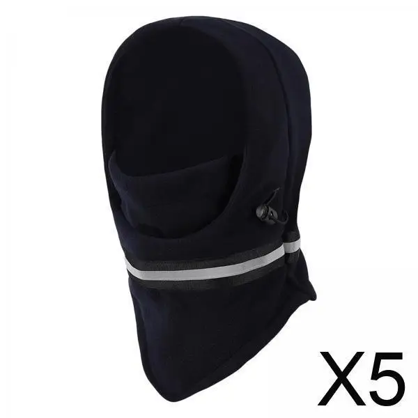 

Warm Fleece Winter Hat Adjustable Balaclava Neck Cover Reflective Stripe for Outdoor Activities