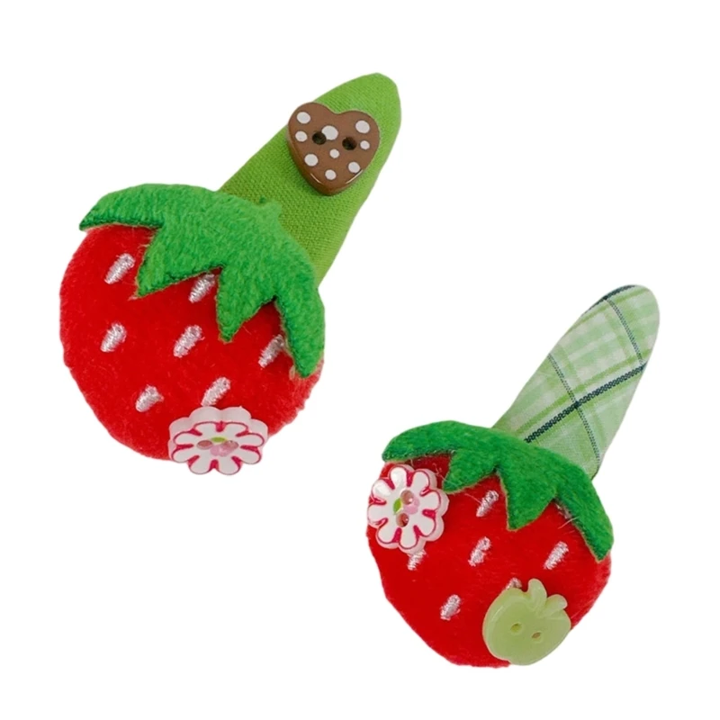 

Lovely Colorful Fabric Strawberry Hairpin Side Hair Barrettes For Women Girl 15UB