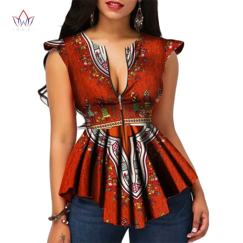 

BRW Africa Style Women Modern Fashions Womens Tops Dashiki African Print Tops Shirt Plus Size M-6XL Women Clothing WY2556