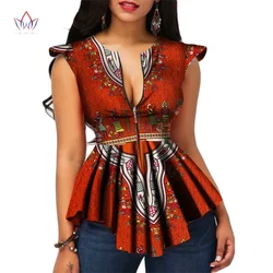 BRW Africa Style Women Modern Fashions Womens Tops Dashiki African Print Tops Shirt Plus Size M-6XL Women Clothing WY2556