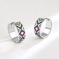 Best Sell Shiny Colorful Cubic Zirconia Cross 925 Silver Needle Female Stud Earrings Wholesale Jewelry For Women Anti Allergy