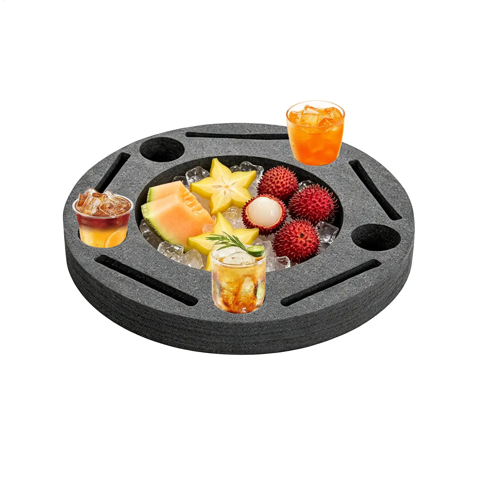 Floating Drink Holder Cup Carrier Tray with Compartments Portable Pool Beverage carrying case for Tub Lake Beach Swimming
