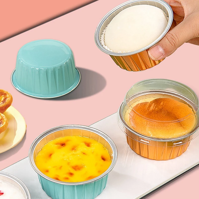 Baking Mold Pudding Cup Air Fryer Special Color Aluminum Foil Box Cake Baking Cup Round Bowl Cake Box