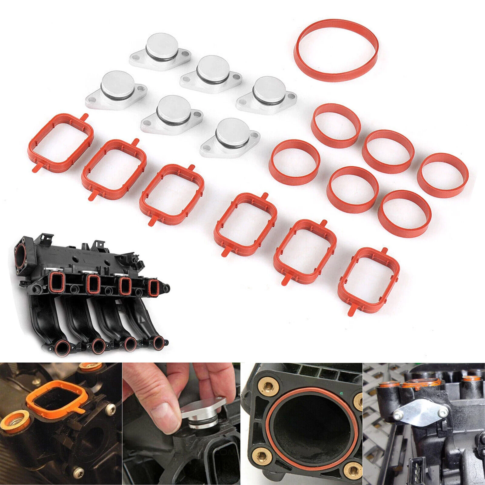 6X33mm 6X22mm Auto Replacement Parts for BMW 05+ Swirl Blanks Flaps Repair Delete Kit with Intake Gaskets Key Blanks