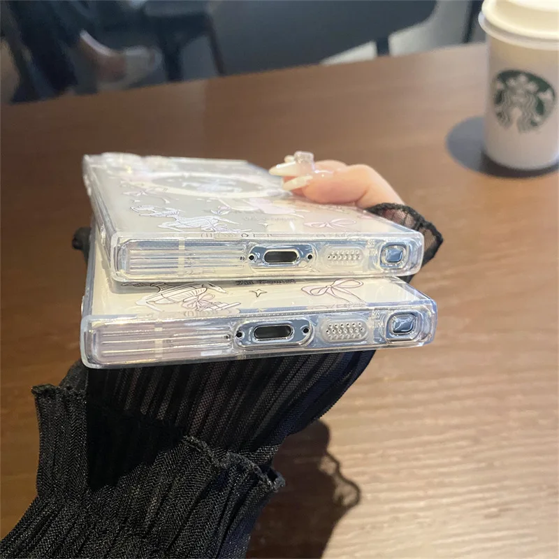 Funda transparente Magsafe con dibujos animados para Samsung Galaxy, carcasa protectora para Samsung Galaxy S20, S21, S22, S23 Ultra, S20 + S21 + S22 + S23 Plus