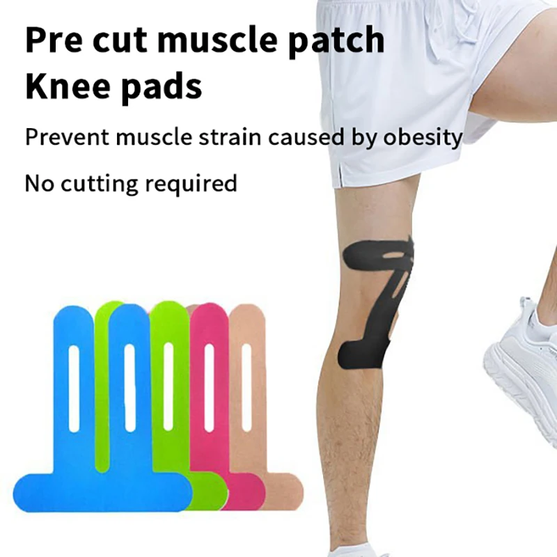 2 Buah Pita Kinesiologi Precut yang Dapat Bernapas, Bahan Katun Elastis, Pita Lutut Atletik Precut untuk Dukungan & Stabilitas, Pakaian Olahraga untuk Lari