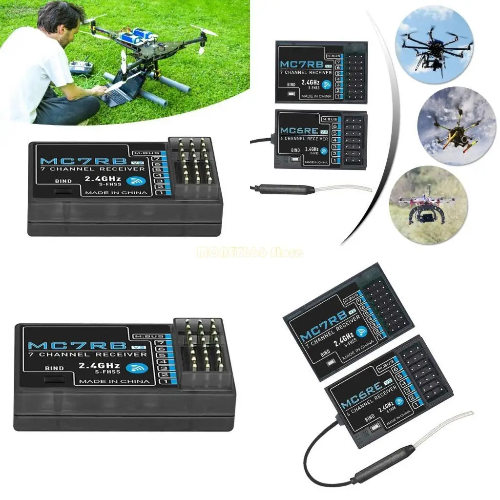 F62C MC6RE MC7RB 수신기 6/7 채널 수신 원격 평면의 쉬운 설정