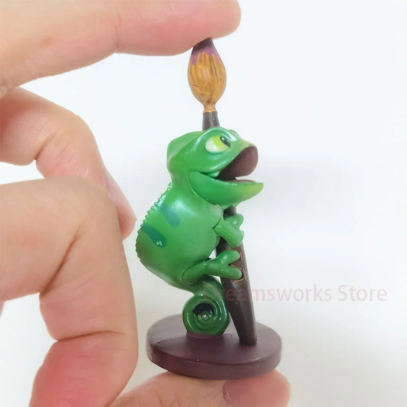 Disney Anime Funny Tangled 6.5cm Rapunzel Action Figure Toys Pascal the Chameleon Room Cake Decoration Tiny Gift for Kids