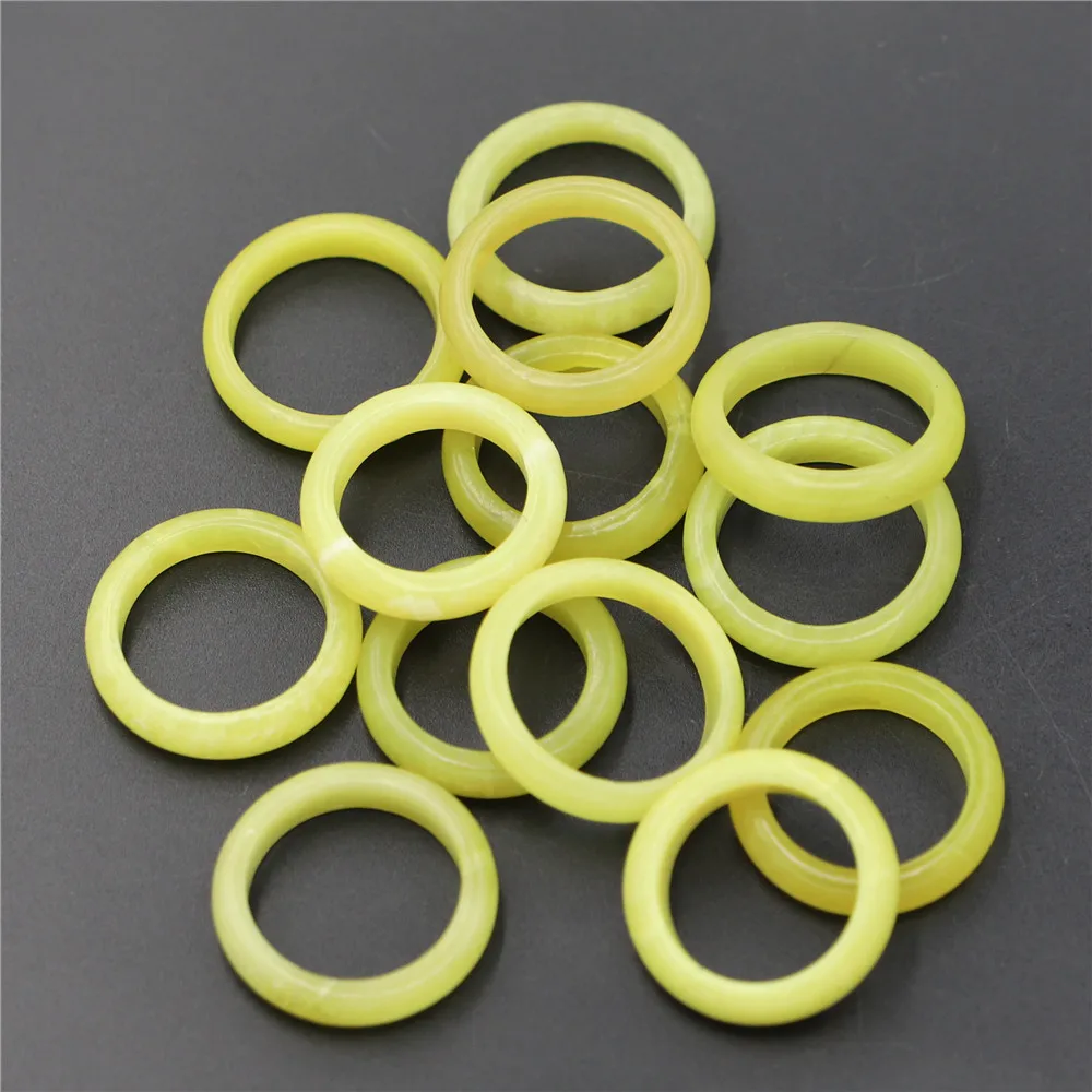 

Natural Stone Lemon Jade Wedding Ring Bands Finger Engagement for Women Men Jewelry 10pcs 6MM 19# US8.7 Girls Fashion Items