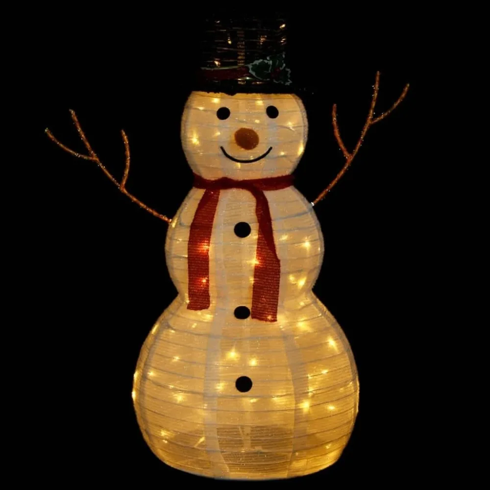 Decorative Christmas Snowman with LED Luxury Fabric, Inflatable Snowman, Outdoor Decorations Inflatable Yard Decorations 35.4